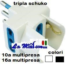 TRIPLA BIVALENTE SCHUKO 16A BIANCA