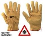 GUANTI PELLE IMBOTTITI FIORE FELPATO GIALLI