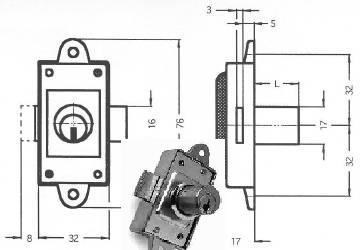 SERRATURA ARMADI ASTA GIREVOLE CON CILINDRO 17X20 NIK